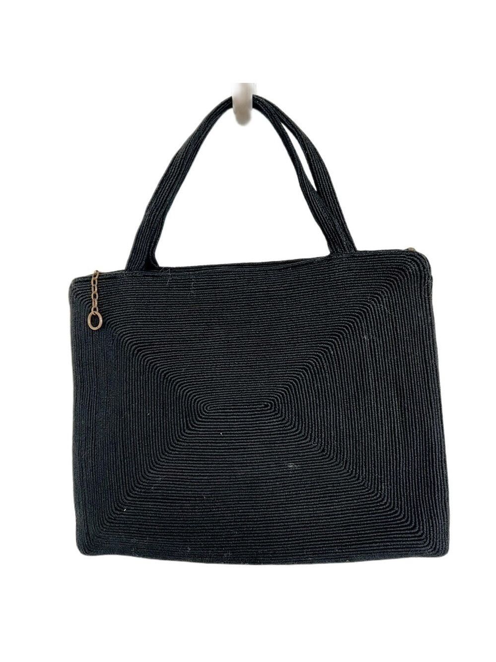 Vintage Black Woven Fabric Evening Bag